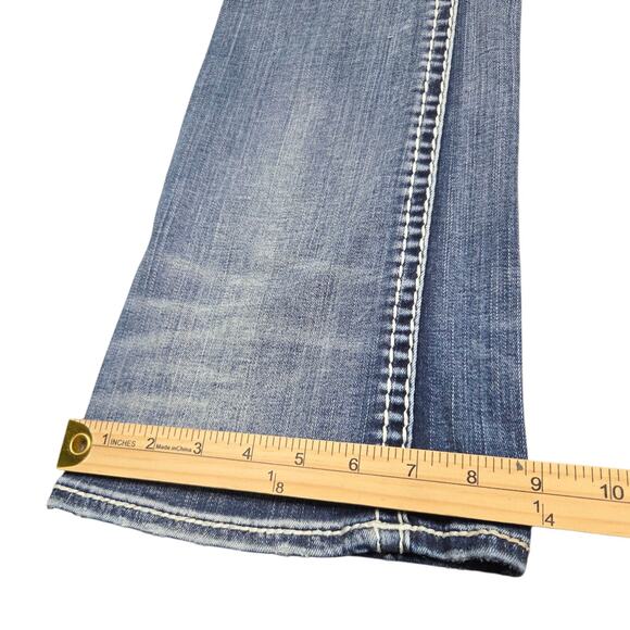 Rock Revival Denim Boot Cut Jeans Leyah 30X33 Tall Distressed Thick Stitch - Picture 15 of 16